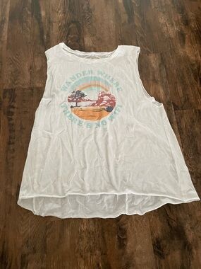 White Graphic Muscle Tank Top